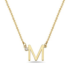 Stylish 14k gold plated initial necklace adorned with sparkling cubic zirconia for a personalized and elegant touch. - 1 of 2