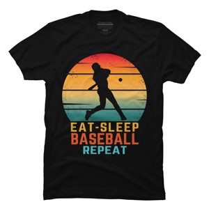 Men's Design By Humans EAT SLEEP BASEBALL REPEAT By punsalan T-Shirt - 1 of 2