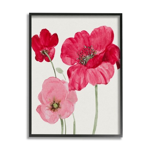 Stupell Industries Romantic Red Poppies Trio Framed Giclee : Target