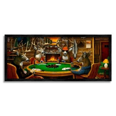 Stupell Industries Deer Animals Playing Poker Framed Giclee Art