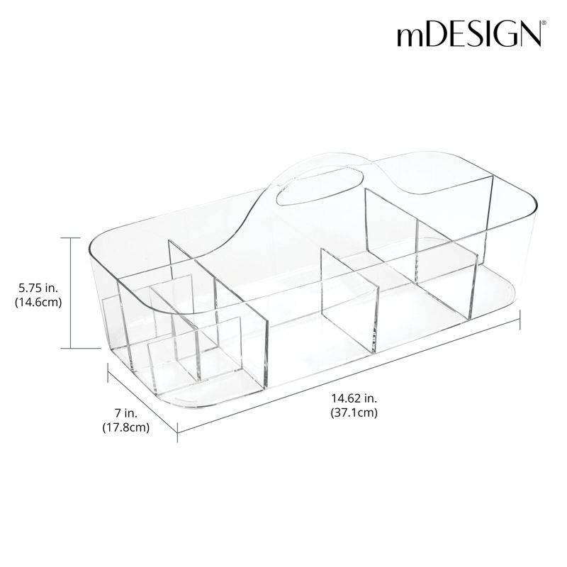 mDesign Large Plastic Divided Office Organizer Caddy Tote with Handle, 3 of 9