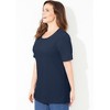 Catherines Women's Plus Size Suprema Embroidered Scoopneck Tee - 4 of 4