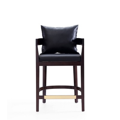 Sleek Manhattan Comfort 22" Black Wood Barstool with Gold Accents