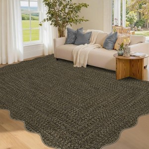 Garvee Scalloped Braided Printed Area Rug Washable Non Slip Low Pile Accent Rug Soft Foldable Rugs - 1 of 4