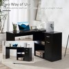 NicBex 46 Inch L-Shaped 180 Degree Rotating Home Office Desk with Open Shelves,Drawer and Cabinet,Black/White - 4 of 4