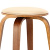 Armen Living 26" Harbor Backless Mid-Century Swivel Counter Height Barstool Cream Faux Leather/Walnut Veneer: Fixed Height, Round Seat - 4 of 4