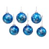 Kurt Adler 80MM Blue and Silver Glitter Snowflake Glass Ball Ornaments, 6 Piece Box - 3 of 4