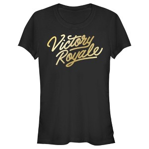 Juniors Womens Fortnite Victory Royale Gold Script T-Shirt - 1 of 4