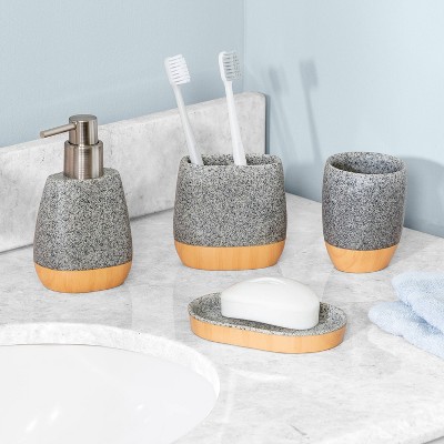 4pc Speckled Bathroom Set Gray - Honey Can Do