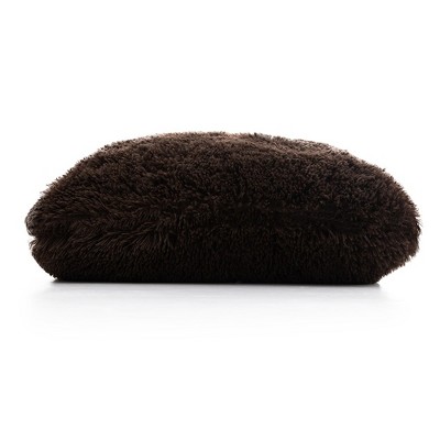 Chocolate Faux Fur Shaggy Throw Pillows Set of 2, 18" x 18"
