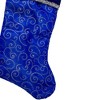 Northlight 20.5" Royal Blue and Silver Swirl Christmas Stocking with Velveteen Cuff - image 3 of 4