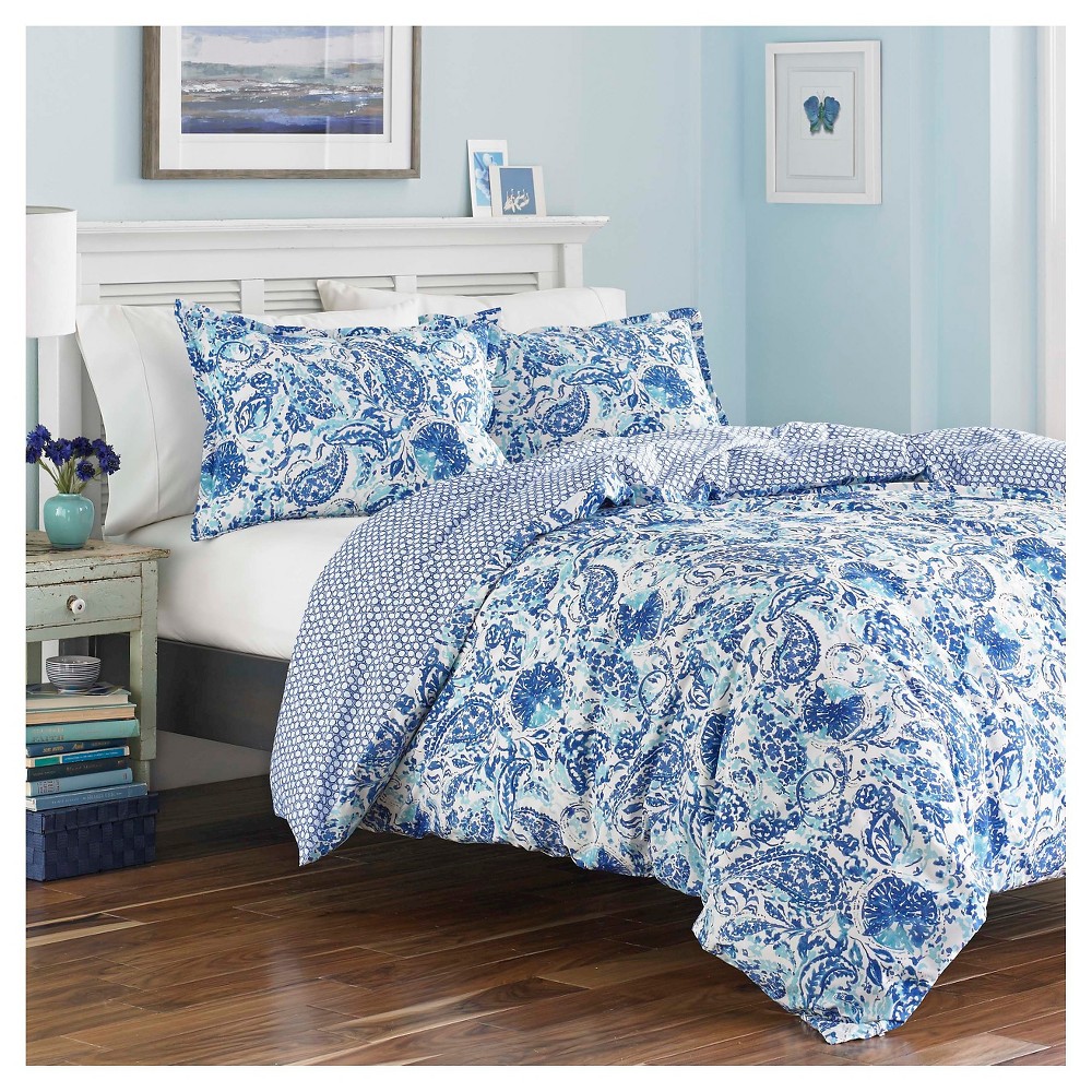 Photos - Bed Linen Blue Brooke Duvet Cover Set  - Poppy & Fritz: Cotton Reversible, Zipper Closure, Oeko-Tex Certified(Twin)
