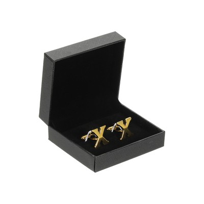 Unique Bargains Men Weddings Gift Classic Alphabet Cuff Links with Box 2 Pcs
