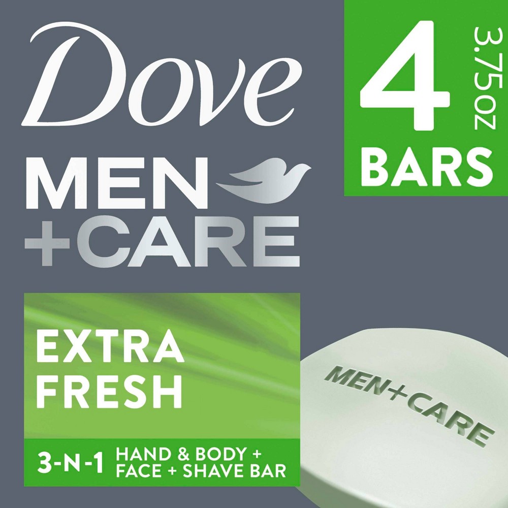 Dove Men+Care Extra Fresh Body and Face Bar Soap - 4pk - 3.75oz each