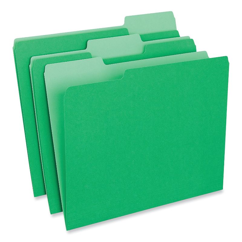 UNIVERSAL Recycled Interior File Folders 1/3 Cut Top Tab Letter Green 100/Box 12302, 2 of 5