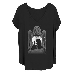 Women's Beauty and the Beast Silhouette Moon Dancing T-Shirt - 1 of 4