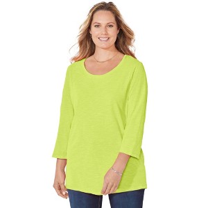Catherines Women's Plus Size Petite Active Slub Scoopneck Tee - 1 of 4