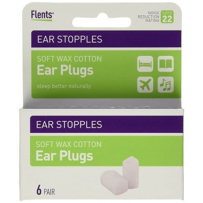 Flents Soft Wax Cotton Ear Stopples Pair, 6 Count