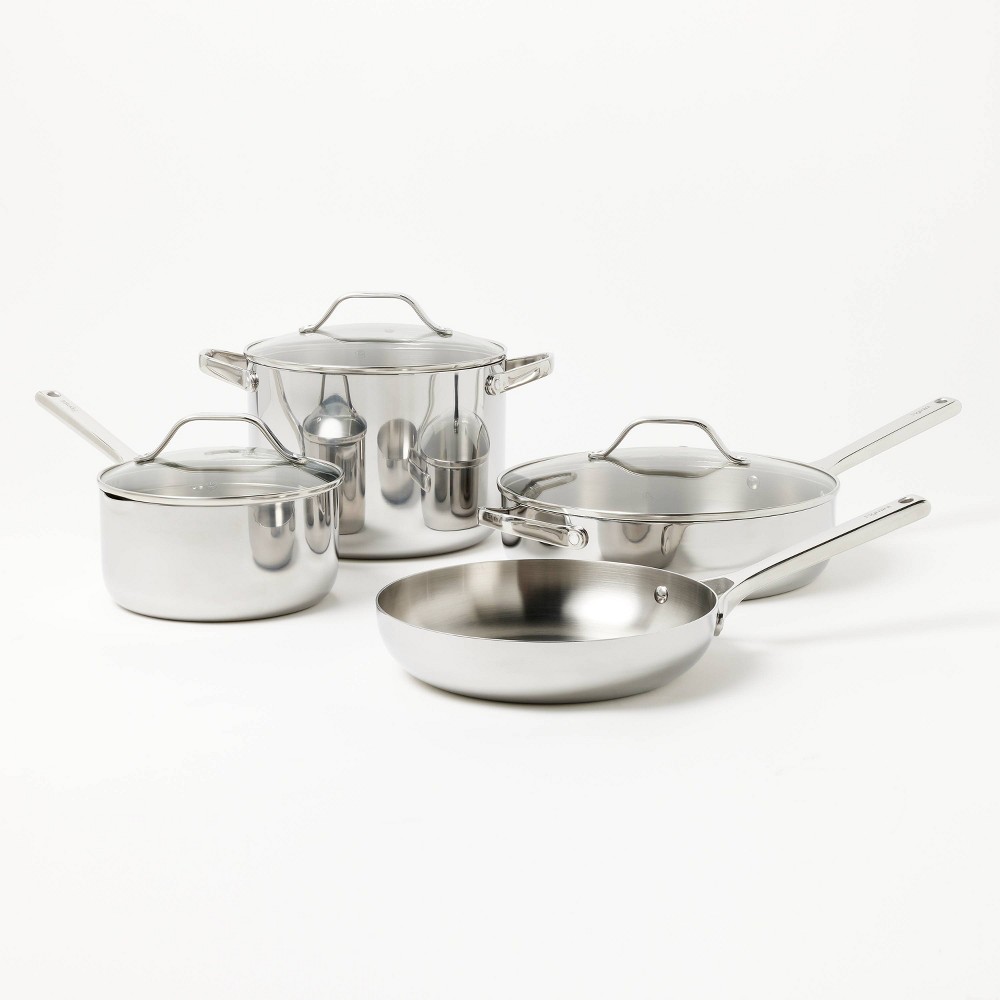 Photos - Bakeware 7pc Stainless Steel Cookware Set Silver - Figmint™