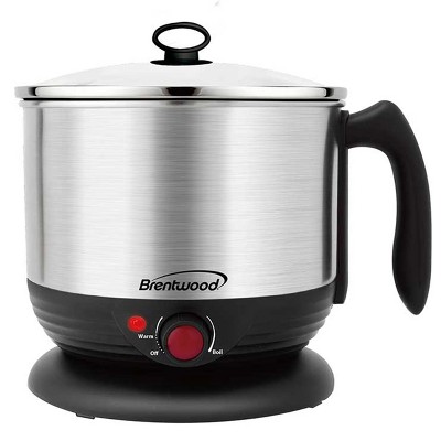 Brentwood Stainless Steel 1.9 Quart Cordless Electric Hot Pot Cooker And  Food Steamer In Black : Target