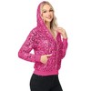 Anna-Kaci Women's Zip-Up Hoodie Jacket with Allover Sequin Embellishments and Ribbed Trim - 4 of 4