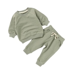 Organic Cotton Sweatsuit Set | Green | Charlie Lou Baby - 1 of 4