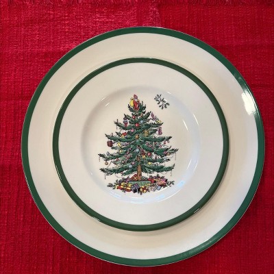 Spode Christmas Tree 8 Inch Salad Plates, Set of 4, Holiday