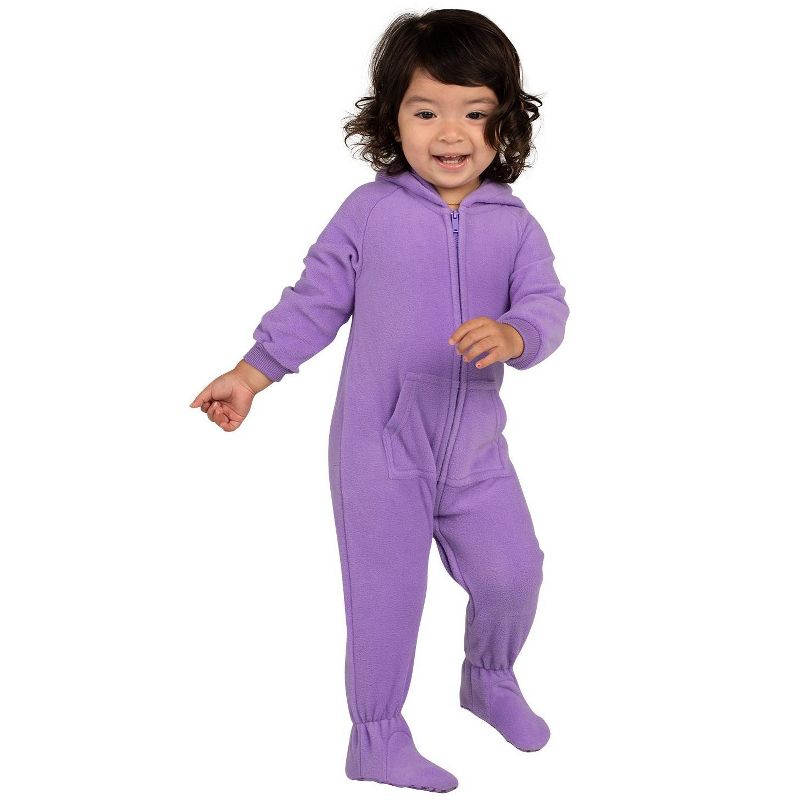 Footed Pajamas - Family Matching - Purple Rain Hoodie Fleece Onesie For Boys, Girls, Men and Women | Unisex, 2 of 5