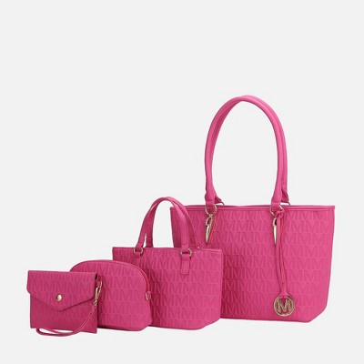 MKF Collection Edelyn Embossed M Signature Vegan Leather Women’s Tote Bag by Mia K – 4 Pcs set