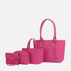 MKF Collection Edelyn Embossed M Signature Vegan Leather Women’s Tote Bag by Mia K – 4 Pcs set - 1 of 4