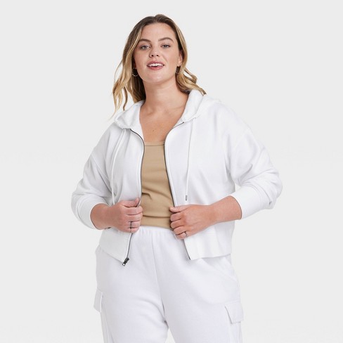 Cropped white sale zip up