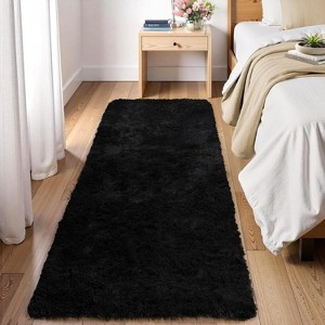 Acekool Fluffy Washable Shag Area Rug with Non-Slip Backing, Soft Plush Solid Carpet for Bedroom, Living Room, Dorm, Gray5x8 - 1 of 4