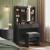 VASAGLE Vanity Desk, Makeup Vanity with Mirror and Lights, Upholstered Vanity Stool, 6 Compartments, 2 Drawers - 2 of 4