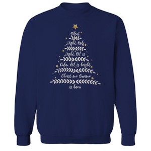 Rerun Island Men's Christmas Silent Night Word Tree Long Sleeve Graphic Cotton Sweatshirt - 1 of 1