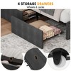 Upholstered Platform Bed with 4 Storage Drawers & Wingback Headboard – USB/Type-C Charging Station, Diamond Tufted Velvet - 4 of 4