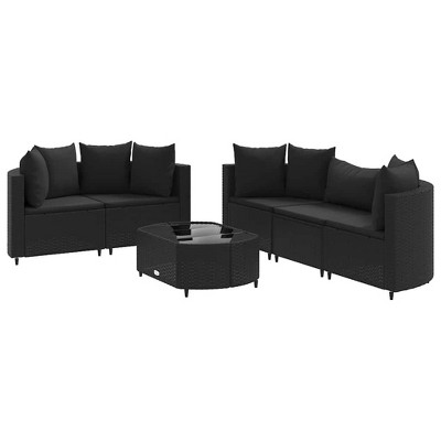 vidaXL Patio Sofa Set with Cushions Lounge Setting Outdoor 9 Piece Poly Rattan