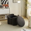 Okak Cozy Round Storage Ottoman Bench Stylish Coffee Table with Hidden Storage Foot Rest for Living Room Bedroom Entryway, Dark Gray - 2 of 4