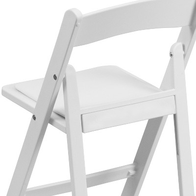 White Resin Folding Kids Chair with Vinyl Cushions, Set of 10