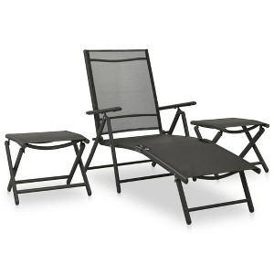vidaXL 3 Piece Patio Lounge Set Textilene and Aluminum Black - 1 of 1