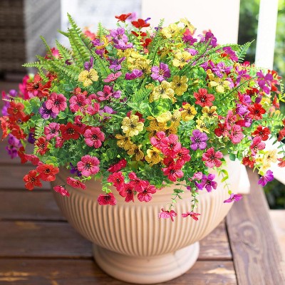 Artificial Flowers for Outdoor Indoor Garden Home Decoration, Faux Flower Daisy with Eucalyptus Leaves Fake Plants Greenery Boxwood Porch Patio