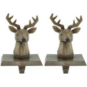 Northlight Set of 2 Brown Reindeer Head Christmas Stocking Holders 5.75" - 1 of 4
