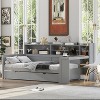 TIRAMISUBEST Wooden Twin/Full Size Daybed with Storage Shelves, Multi-functional Daybed Frame Sofa Bed with 2 Storage Drawers and Study Desk - 3 of 4