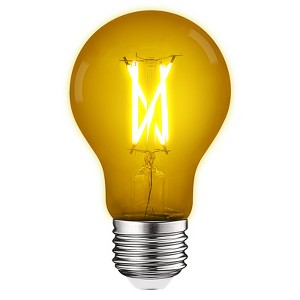 Luxrite A19 LED Yellow Edison Light Bulb, 4.5W=60W Equivalent, Clear Glass Filament, UL Listed, Indoor Outdoor, Porch, E26 Standard Base - 1 of 4