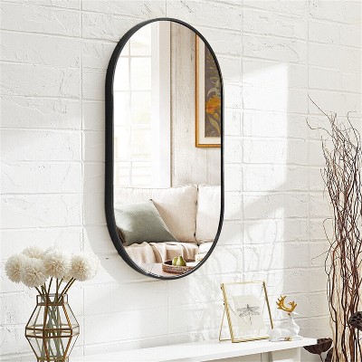 Artloge Oval Living Room Mirror Modern Decorative Wall Mirror Metal Framed Mirror