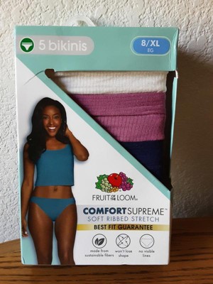 Fruit of the Loom Women's 5pk Comfort Supreme Soft Ribbed Stretch Bikini  Underwear - Colors May Vary 5