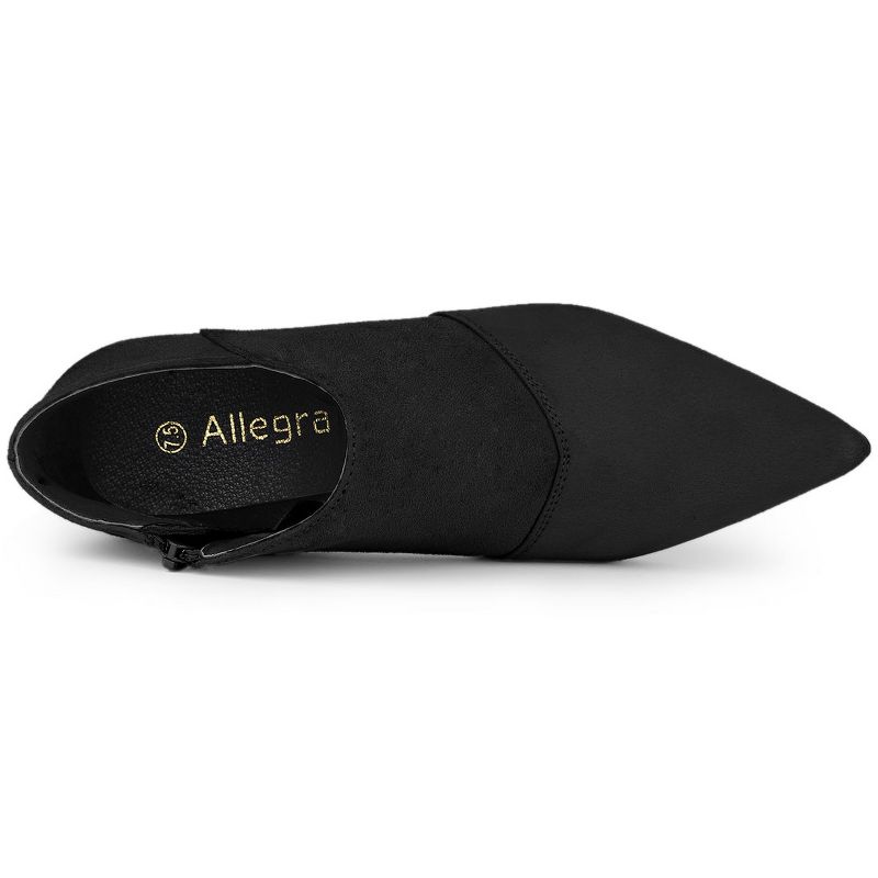 Allegra K Women's Pointed Toe Kitten Heel Cut-out Ankle Boots, 5 of 7