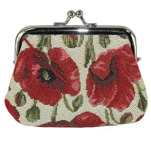CTM Women's Poppy Print Tapestry Coin Purse Wallet - 1 of 4