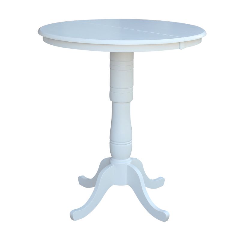 36" Kyle Round Top Pedestal Table with 12" Drop Leaf White - International Concepts, 3 of 9