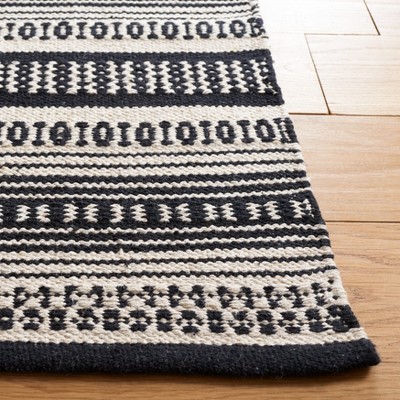 Montauk Black and Ivory Flatweave Cotton Rug