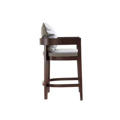 Ritz Gray Faux Leather and Beech Wood Counter Stool